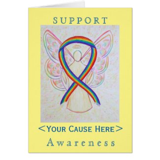 Rainbow Awareness Ribbon Angel Customized Card