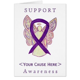 Purple Awareness Ribbon Angel Customized Card