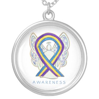 Bladder Cancer Awareness Ribbon Angel Necklace