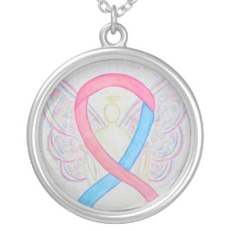 Pink &amp; Blue Awareness Ribbon Jewelry Necklace