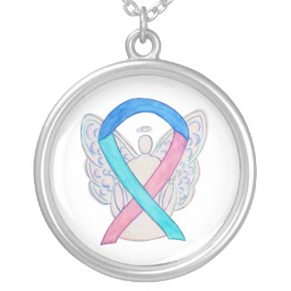 Thyroid Cancer Awareness Ribbon Jewelry Necklace