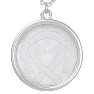 Pearl White Awareness Ribbon Jewelry Necklace