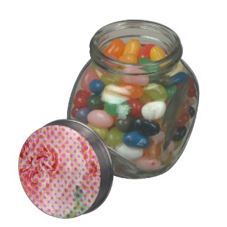 Glass Filled Candy Jar With Pink Carnation Lid Jelly Belly Candy Jar