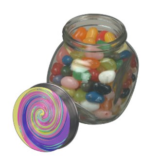 Glass candy Jar With Beautiful Swirl Tin Lid