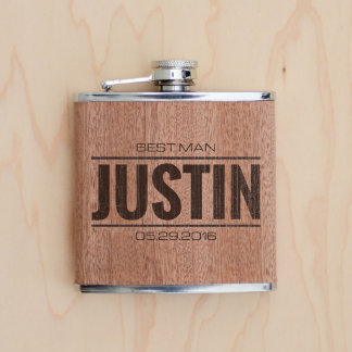 Groomsmen Gift - Personalized Wood Flask