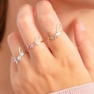 Delicate Gold, Silver, and Rose Gold Name Ring