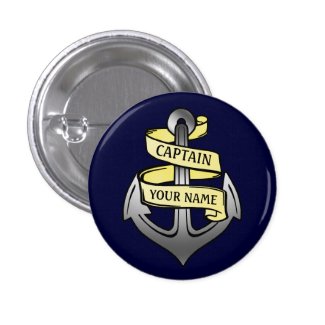 Customizable Ship Captain Your Name Anchor 2 Button