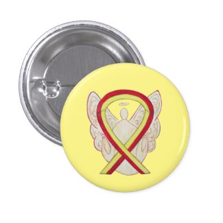 Red and Yellow Ribbon Awareness Angel Pins
