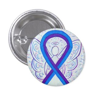 Blue and Purple Ribbon Awareness Angel Pins