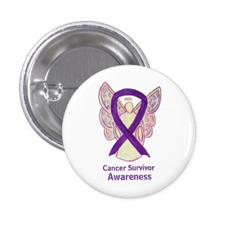 Cancer Survivor Awareness Ribbon Purple Angel Pins