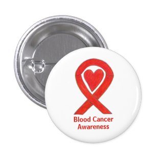 Blood Cancer Red Heart Awareness Ribbon Pins