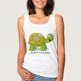 Cute Turtle Cartoon Basic Tank Top