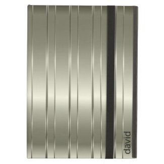 Monogrammed Metallic Silver Gray Brushed Metal iPad Air Covers