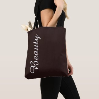 CHOOSE YOUR COLOR, Brown and White, Name, Tote Bag