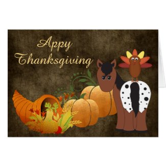 Appy Thanksgiving Appaloosa and Turkey Horse Card
