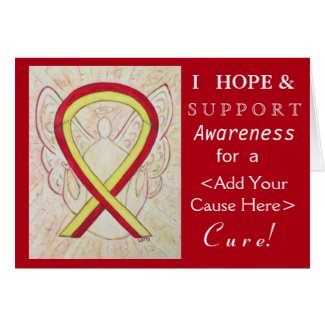 Red and Yellow Awareness Ribbon Angel Cause Cards