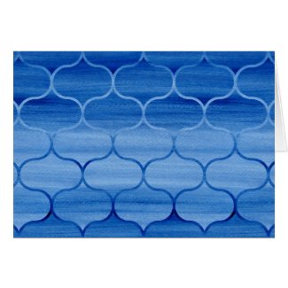 Blue Watercolor Ogee Pattern Birthday Card