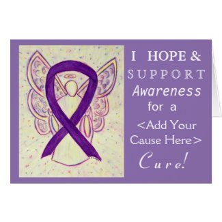 Purple Awareness Ribbon Custom Cause Angel Cards