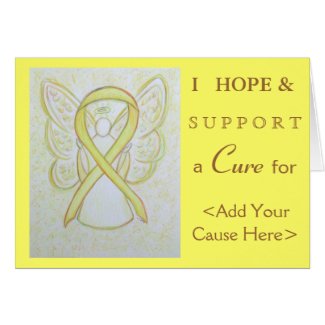 Yellow Awareness Ribbon Angel Art Greeting Cards