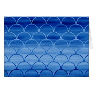 Painted Blue Watercolor Scale Pattern Birthday Card