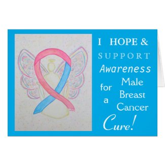 Male Breast Cancer Awareness Ribbon Greeting Card