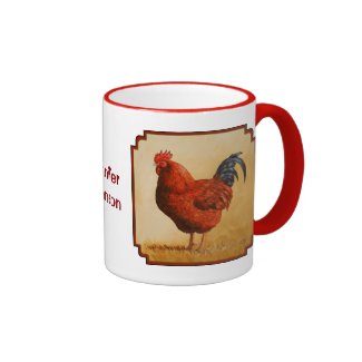 Rhode Island Red Rooster Chicken Ringer Mug