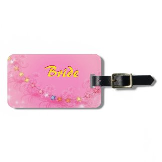 Bride's Pink Flowers And Sparkles Luggage Tag