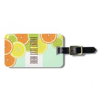 Citrus Fruits Illustration Mint Green Modern Luggage Tag