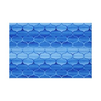 Stylish Painted Blue Ogee Pattern Canvas Print
