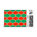 Red Green Christmas Holiday Ogee Pattern Postage