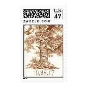 old oak tree rustic wedding postage stamps