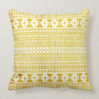 Chic Ethnic Gold Aztec Pattern Pillow