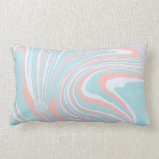 Blue Pink &amp; White Marble Swirls Pillow