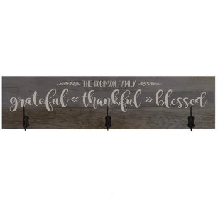 Grateful, Thankful & Blessed Wood Coat Rack