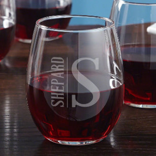 Modern Engraved Elton Stemless Wine Glass