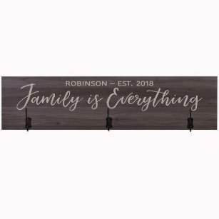 Family Is Everything Wall Mounted Wood Coat Rack