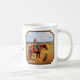 Little Cowgirl on Cattle Horse Coffee Mug
