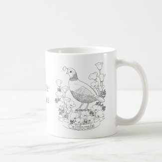 California State Bird and Flower Coloring Page Coffee Mug