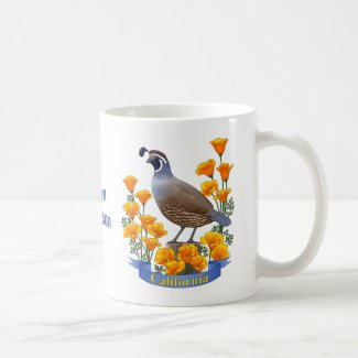 California State Bird Quail & Golden Poppy Coffee Mug
