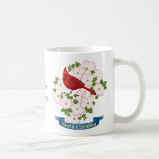 North Carolina State Cardinal Bird Dogwood Flower Coffee Mug