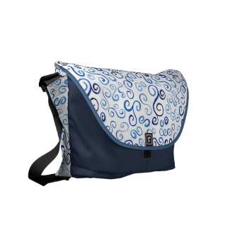 Painted Blue Watercolor Curves Courier Bag