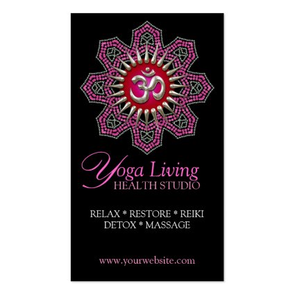 Om Yoga Pink Mandala Sparkle Business Cards