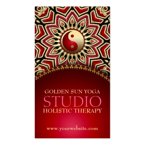 Golden Sun Yoga Reiki Balance Red Business Cards