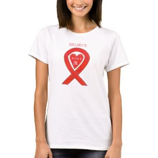 AIDS Red Awareness Ribbon Heart Customized Shirts
