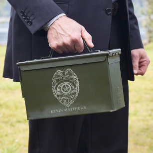 Engraved Police Badge Ammunition Box