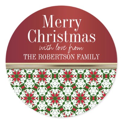 Red Star Ribbon Christmas Gift Tag Stickers