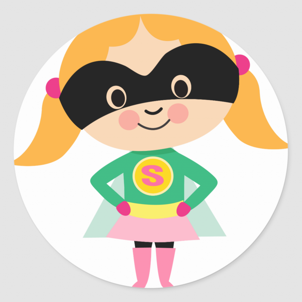 Girl Super Hero Heroine Classic Round Sticker