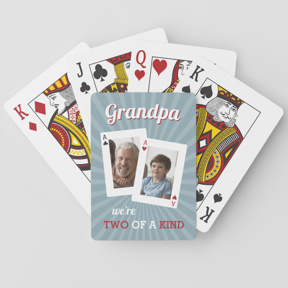 Two of a Kind | Grandpa & Child Photo Playing Cards