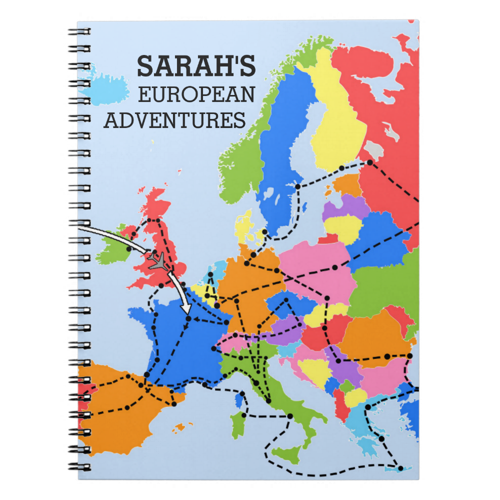 Fun Colorful Personalized European Travel Journal