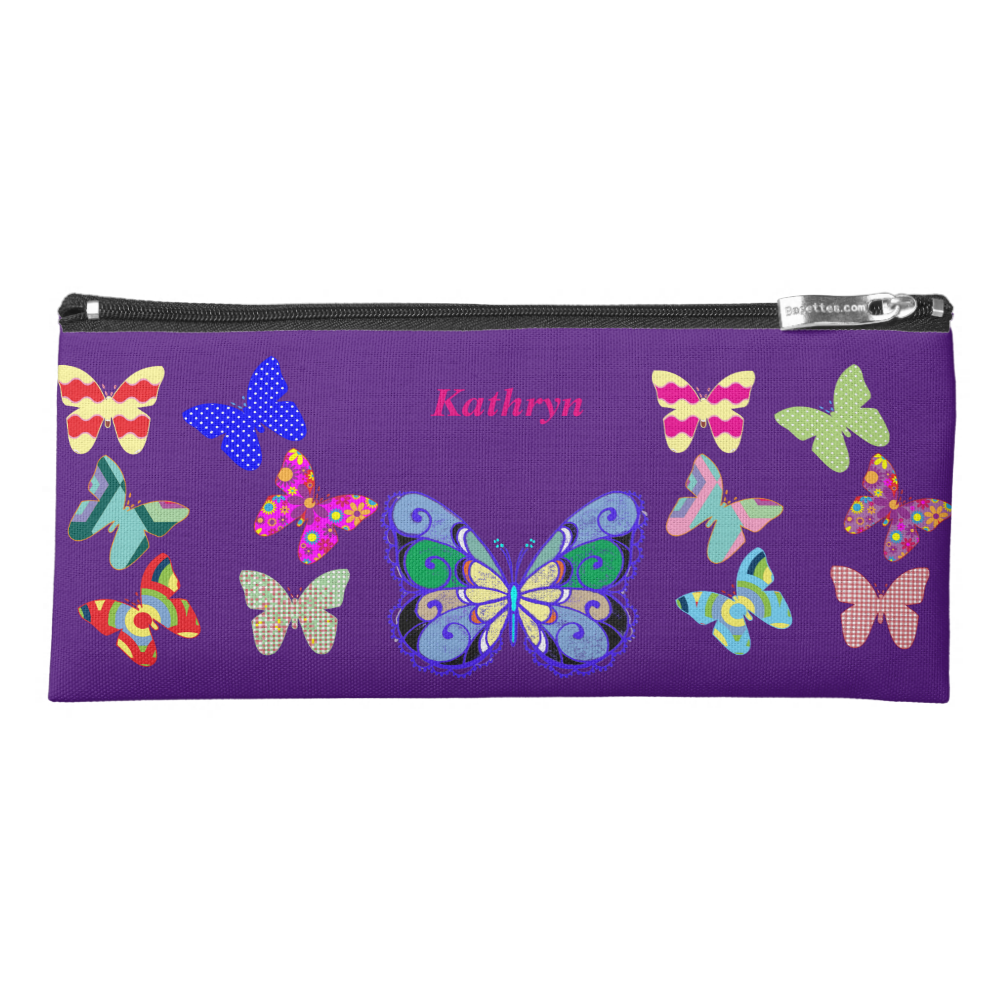 Multi Colorful Butterfly Pencil Case for School